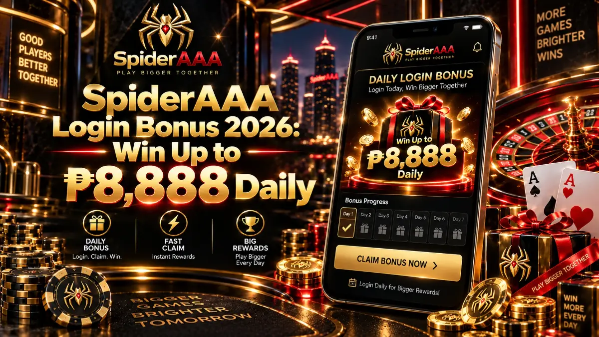 SpiderAAA Login Bonus 2026: Win Up to ₱8,888 Daily2026: Win Up to ₱8,888 Daily